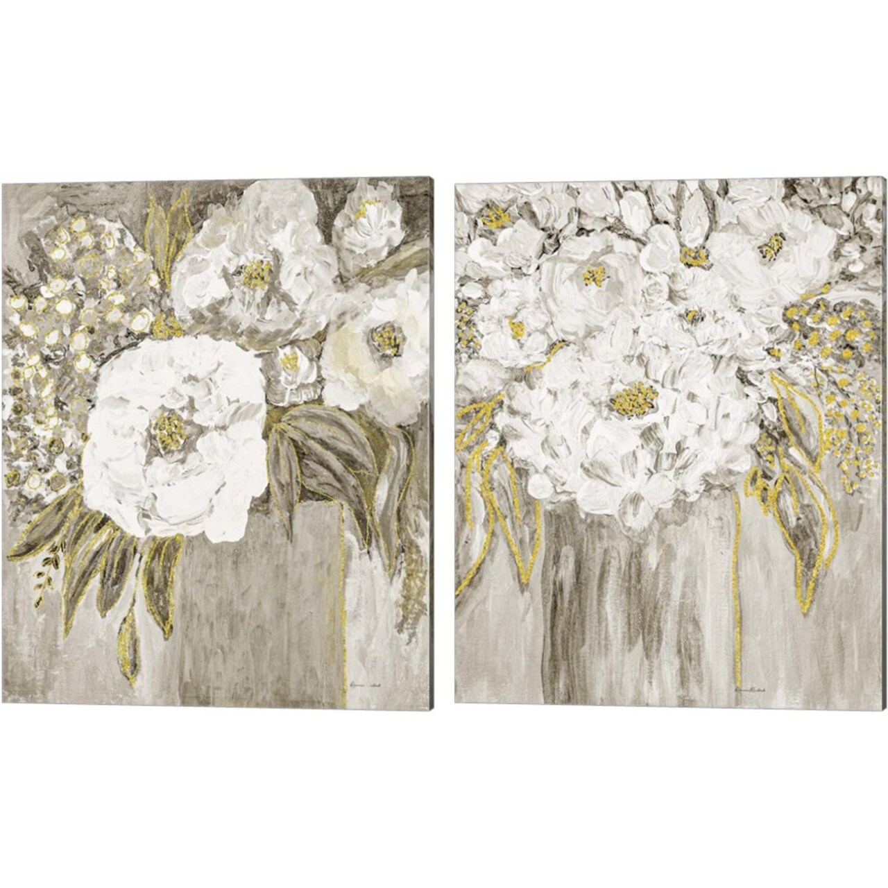 Golden Age Floral by Ramona Murdock 12" x 15" Canvas Wall Art (Set of 2)